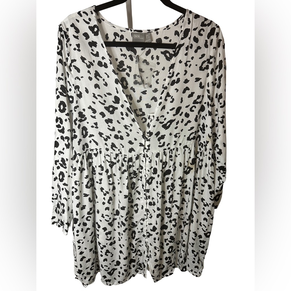 NWT ASOS Black and White Animal Print Mini Dress US10